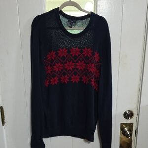 Gap Factory? Mens Sweater Navy/Red Crew Neck Winter Warm‎ Casual Preppy Sz L EUC